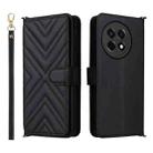 For OnePlus Ace 5 / Ace 5 Pro 5G / 13R 5G Multifunctional 6-Card Slots Leather Phone Case with Wrist Strap(Black) - 1