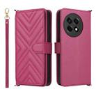 For OnePlus Ace 5 / Ace 5 Pro 5G / 13R 5G Multifunctional 6-Card Slots Leather Phone Case with Wrist Strap(Rose Red) - 1