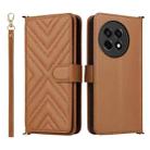 For OnePlus Ace 5 / Ace 5 Pro 5G / 13R 5G Multifunctional 6-Card Slots Leather Phone Case with Wrist Strap(Brown) - 1