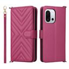 For OnePlus 13T 5G Multifunctional 6-Card Slots Leather Phone Case with Wrist Strap(Rose Red) - 1