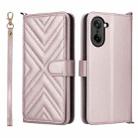 For OnePlus Ace 5 Racing 5G Multifunctional 6-Card Slots Leather Phone Case with Wrist Strap(Pink) - 1