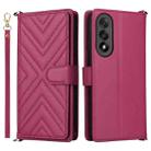 For OnePlus Nord 5 / OnePlus Ace 5 Ultra Multifunctional 6-Card Slots Leather Phone Case with Wrist Strap(Rose Red) - 1