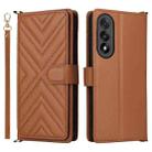 For OnePlus Nord 5 / OnePlus Ace 5 Ultra Multifunctional 6-Card Slots Leather Phone Case with Wrist Strap(Brown) - 1