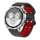 22mm Double-row Hole Studded Buckle Silicone Watch Band(Black Red) - 1