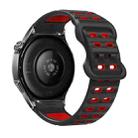 22mm Double-row Hole Studded Buckle Silicone Watch Band(Black Red) - 2