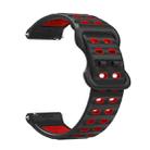22mm Double-row Hole Studded Buckle Silicone Watch Band(Black Red) - 3
