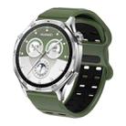 22mm Double-row Hole Studded Buckle Silicone Watch Band(Army Green Black) - 1
