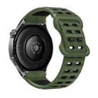 22mm Double-row Hole Studded Buckle Silicone Watch Band(Army Green Black) - 2