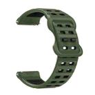 22mm Double-row Hole Studded Buckle Silicone Watch Band(Army Green Black) - 3