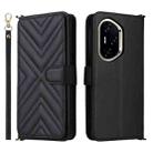 For Honor 300 Pro 5G / 300 Ultra 5G Multifunctional 6-Card Slots Leather Phone Case with Wrist Strap(Black) - 1