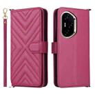 For Honor 300 Pro 5G / 300 Ultra 5G Multifunctional 6-Card Slots Leather Phone Case with Wrist Strap(Rose Red) - 1