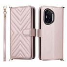 For Honor 400 Multifunctional 6-Card Slots Leather Phone Case with Wrist Strap(Pink) - 1