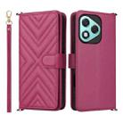 For Honor 400 Lite 5G Multifunctional 6-Card Slots Leather Phone Case with Wrist Strap(Rose Red) - 1