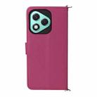 For Honor 400 Lite 5G Multifunctional 6-Card Slots Leather Phone Case with Wrist Strap(Rose Red) - 3