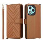 For Honor 400 Lite 5G Multifunctional 6-Card Slots Leather Phone Case with Wrist Strap(Brown) - 1