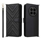 For Honor Magic7 5G Multifunctional 6-Card Slots Leather Phone Case with Wrist Strap(Black) - 1