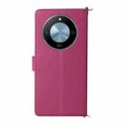 For Honor X60 5G / X9c Smart Multifunctional 6-Card Slots Leather Phone Case with Wrist Strap(Rose Red) - 3