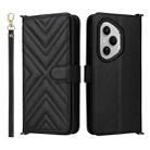 For 400 Pro Global 160.8mm Multifunctional 6-Card Slots Leather Phone Case with Wrist Strap(Black) - 1