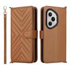 For 400 Pro Global 160.8mm Multifunctional 6-Card Slots Leather Phone Case with Wrist Strap(Brown) - 1