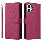 For Samsung Galaxy A25 5G JP Multifunctional 6-Card Slots Leather Phone Case with Wrist Strap(Rose Red) - 1