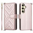 For Samsung Galaxy S25 5G Multifunctional 6-Card Slots Leather Phone Case with Wrist Strap(Pink) - 1