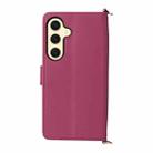For Samsung Galaxy S25 5G Multifunctional 6-Card Slots Leather Phone Case with Wrist Strap(Rose Red) - 3
