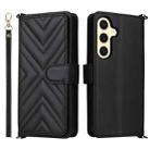 For Samsung Galaxy S25+ 5G Multifunctional 6-Card Slots Leather Phone Case with Wrist Strap(Black) - 1