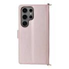 For Samsung Galaxy S25 Ultra 5G Multifunctional 6-Card Slots Leather Phone Case with Wrist Strap(Pink) - 3