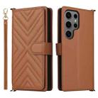 For Samsung Galaxy S25 Ultra 5G Multifunctional 6-Card Slots Leather Phone Case with Wrist Strap(Brown) - 1