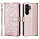 For Samsung Galaxy S25 FE 5G Multifunctional 6-Card Slots Leather Phone Case with Wrist Strap(Pink) - 1