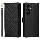 For Samsung Galaxy S25 FE 5G Multifunctional 6-Card Slots Leather Phone Case with Wrist Strap(Black) - 1