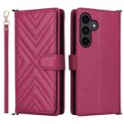 For Samsung Galaxy S25 FE 5G Multifunctional 6-Card Slots Leather Phone Case with Wrist Strap(Rose Red) - 1