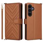 For Samsung Galaxy S25 FE 5G Multifunctional 6-Card Slots Leather Phone Case with Wrist Strap(Brown) - 1