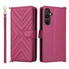For Samsung Galaxy M16 5G / F16 5G Multifunctional 6-Card Slots Leather Phone Case with Wrist Strap(Rose Red) - 1