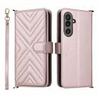 For Samsung Galaxy M56 5G Multifunctional 6-Card Slots Leather Phone Case with Wrist Strap(Pink) - 1