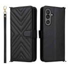 For Samsung Galaxy M56 5G Multifunctional 6-Card Slots Leather Phone Case with Wrist Strap(Black) - 1