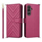 For Samsung Galaxy M56 5G Multifunctional 6-Card Slots Leather Phone Case with Wrist Strap(Rose Red) - 1