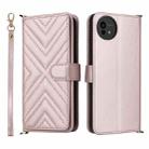 For Sharp Aquos wish5 Multifunctional 6-Card Slots Leather Phone Case with Wrist Strap(Pink) - 1