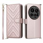 For Xiaomi 15 Ultra Multifunctional 6-Card Slots Leather Phone Case with Wrist Strap(Pink) - 1