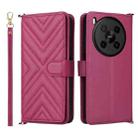 For ZTE Blade V70 Max Multifunctional 6-Card Slots Leather Phone Case with Wrist Strap(Rose Red) - 1