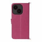 For ZTE Blade A35e Z2466 Multifunctional 6-Card Slots Leather Phone Case with Wrist Strap(Rose Red) - 3