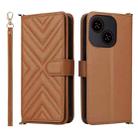 For ZTE Blade A35e Z2466 Multifunctional 6-Card Slots Leather Phone Case with Wrist Strap(Brown) - 1