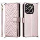 For ZTE Blade V70 4G Multifunctional 6-Card Slots Leather Phone Case with Wrist Strap(Pink) - 1