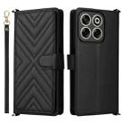 For ZTE Blade V70 4G Multifunctional 6-Card Slots Leather Phone Case with Wrist Strap(Black) - 1