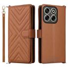 For ZTE Blade V70 4G Multifunctional 6-Card Slots Leather Phone Case with Wrist Strap(Brown) - 1