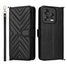 For ZTE Blade V70 Design 4G Multifunctional 6-Card Slots Leather Phone Case with Wrist Strap(Black) - 1