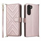 For ZTE nubia S 5G A403ZT Multifunctional 6-Card Slots Leather Phone Case with Wrist Strap(Pink) - 1