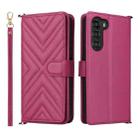 For ZTE nubia S 5G A403ZT Multifunctional 6-Card Slots Leather Phone Case with Wrist Strap(Rose Red) - 1