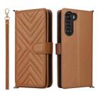 For ZTE nubia S 5G A403ZT Multifunctional 6-Card Slots Leather Phone Case with Wrist Strap(Brown) - 1