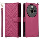 For ZTE nubia Focus Pro 5G Multifunctional 6-Card Slots Leather Phone Case with Wrist Strap(Rose Red) - 1